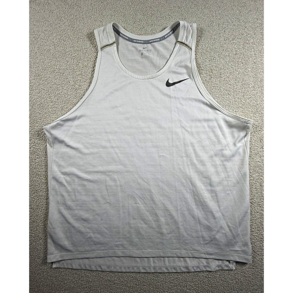 Nike Dri-FIT Running Tank Top Mens XXL White Sleeveless Athletic Workout